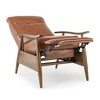 Faux Leather Wood Arm Push Back Recliner with Chestnut Wood Arms, Cushioned Headrest and 3-Position Mechanism - 2 of 4
