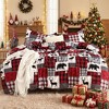 Christmas Duvet Cover, Soft Brushed Microfiber Comforter Cover Sets, Holiday Theme Bedroom Decorative Bedding (King Size, Christmas Plaid Deer) - 3 of 4