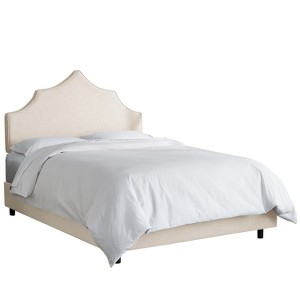 Upholstered Notched Bed King Linen Talc - Skyline Furniture
