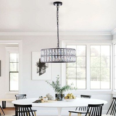 Modern Crystal Drum Chandelier, 6-Light Pendant Lighting