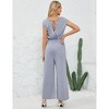 Womens Wide Leg Casual Jumpsuits Cap Sleeve Summer One Piece Outfits Crewneck Romper Criss Cross V-Back - 4 of 4