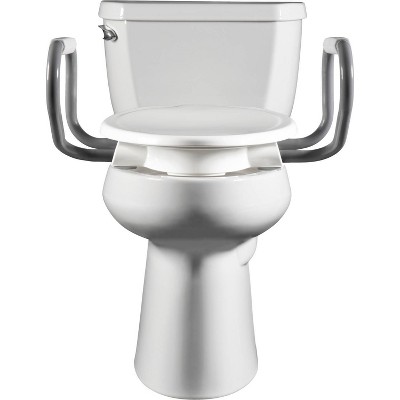 Assurance with Clean Shield Elongated Plastic Premium Raised Toilet Seat in White with Support Arms - Bemis
