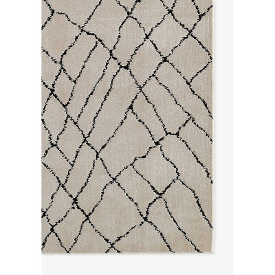Ivory and Black Rectangular Synthetic Area Rug, 2' x 3'