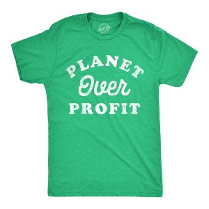 Mens Planet Over Profit Funny T Shirts Earth Day Graphic Tee For Men - Crazy Dog Men's T Shirt - 1 of 4