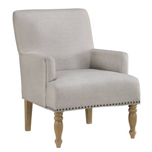 Comfort Pointe Anna Arm Chair Beige: Upholstered with Nailhead Trim, Wood Legs, Foam Fill - 1 of 4