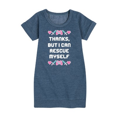 - Instant Message - Rescue Myself Graphic Short Sleeve Fleece Dress