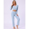 INSPIRE CHIC Women's Long Sleeve Full Length Solid Flounce Pajama Set Lounge Set - 2 of 4