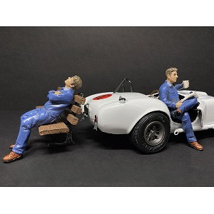 Sitting Mechanics 2 piece Figurine Set for 1/24 Scale Models by American Diorama - 1 of 3