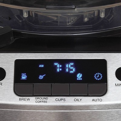 Stainless Steel 12-Cup Programmable Coffee Maker with Grinder & Water Filter