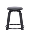 26" Harbor Backless Swivel Faux Leather Wood Counter Height Barstool Gray/Black - Armen Living: Round Seat, Footrest, Fixed Height - 4 of 4