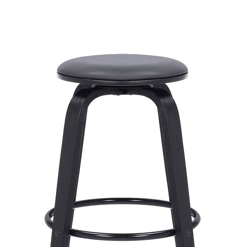 26&#34; Harbor Backless Swivel Faux Leather Wood Counter Height Barstool Gray/Black - Armen Living, 5 of 9