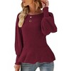 Peplum Waist Pullover Sweaters for Women Fall Sweater Fashion Tops Rib Texture Soft Knitwear Lanter Sleeve Round Neck Sweaters - 3 of 3