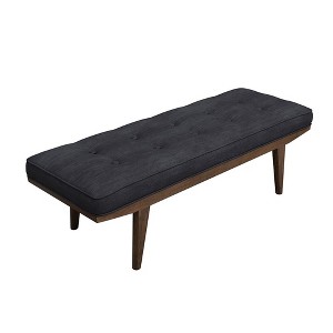 Simple Relax Upholstered Tufted Bench in Taupe and Natural - 1 of 4