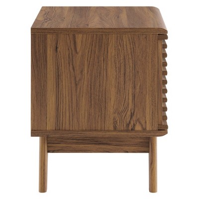 Walnut Mid-Century Modern Vinyl Record Display Stand with Hinged Door