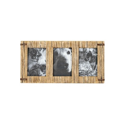 5x7 Inch 2 Photo Striped Driftwood Collage Picture Frame Wood, Mdf