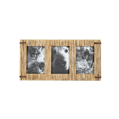 3 Photo Driftwood With Rivets Collage Picture Frame Wood, Mdf, Metal ...