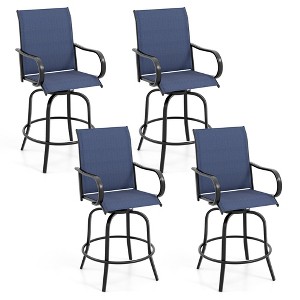 Tangkula Outdoor Swivel Bar Stool Set of 4 w/Breathable Fabric and Heavy Duty Metal Frame - 1 of 4
