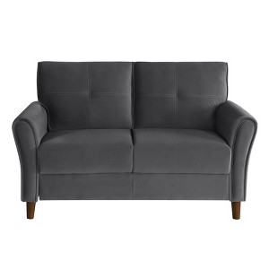 TiramisuBest Modern Dark Gray Loveseat Sofa, Textured Fabric 2-Seater Couch with Rounded Arms, Attached Cushions for Living Room, Bedroom - 1 of 4