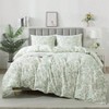 Queen Cotton Duvet Cover Set, Floral Botanical Bedding with Zipper Ties - 2 of 4
