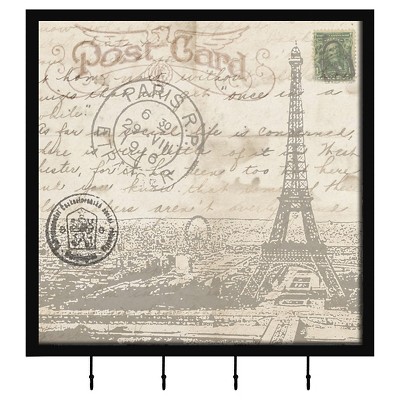 15.25" x 15.25" Letter Paris Postcard III Picture Frame Black - PTM Images