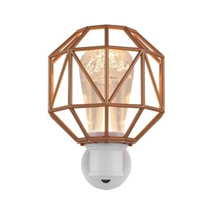 GE LED Night Light Geometric Shade: Rose Gold Wall Lamp Plug-In, UL Listed, Cordless, Acrylic Shade, 1-Way On/Off - 1 of 4