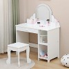 Acekool Kids Vanity Desk Dresser for Girls with Mirror, Stool, Drawer, Storage Shelves, Princess Makeup Table Set - 2 of 4