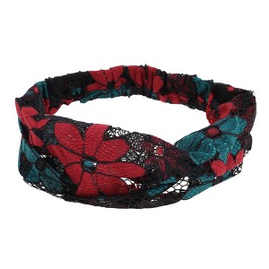Unique Bargains Women's Eight-leaf Flower Lace Wide Headband 1 Pc - 1 of 4