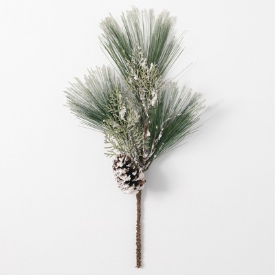 Sullivans Artificial Ice Pine and Cedar Spray 24"H Green