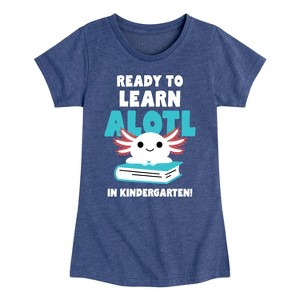Girls' - Instant Message - Axolotl Ready To Learn In Kindergarten Fitted Short Sleeve Graphic T-Shirt - 1 of 4