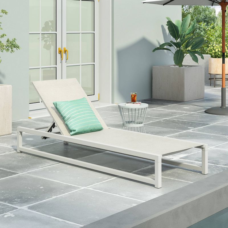 Modesta Patio Aluminum Chaise Lounge with Mesh Seating - White - Christopher Knight Home, 3 of 9