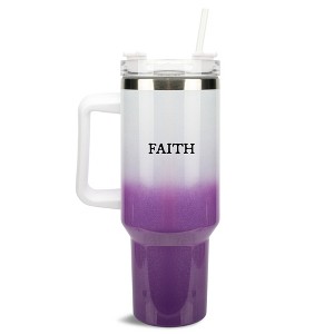 100 North Faith In Him Blessed Wrap-Around 40 Oz. Stainless Steel Water Bottle Coffee Mug, Spill & Leak Resistant, Travel Tumbler with Handle, Lid & - 1 of 4