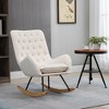 Aghana Digitals Cream White Leisure Rocking Chair with Tufted Back, Thick Foam Padded Seat & Rubber - 2 of 4
