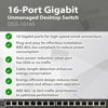 D-Link 16-Port Gigabit Unmanaged Switch, Plug and Play, Slim Metal Compact Desktop (DGS-1016S) - 3 of 4