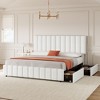 coucheta Linen Upholstered Platform Bed Frame with 4 Storage Drawers, Adjustable Headboard - 3 of 4
