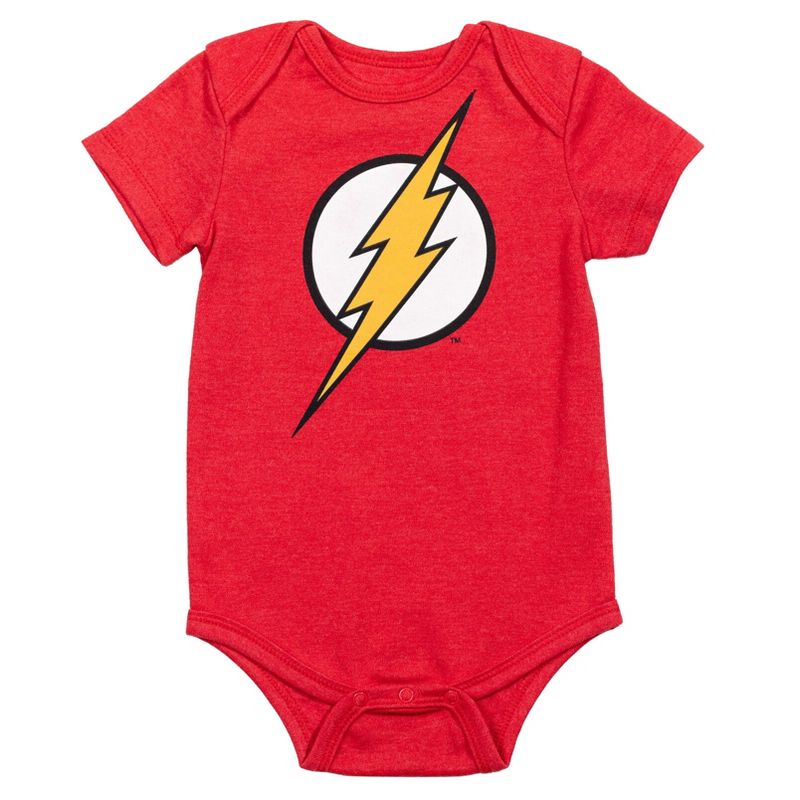 DC Comics Justice League The Flash Superman Batman Baby 3 Pack Bodysuits Newborn to Infant , 4 of 8