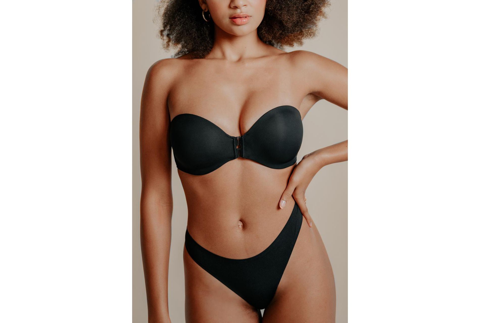 Wherewithal Women's EveryWhere Front Closure Strapless Bra Black 3/8