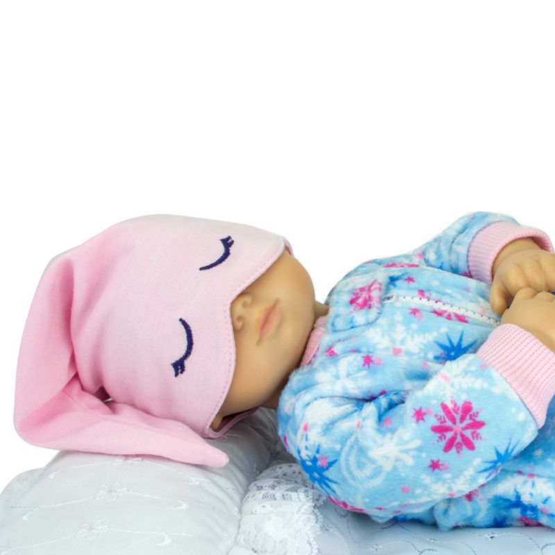 Sophia’s 2 Piece Winter-Print Fleece Sleeper Outfit with Hat Set for 15'' Dolls, Blue/Pink, 3 of 5