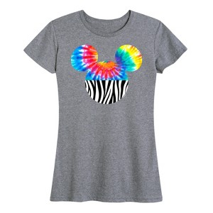 Women's - Disney - Tie Dye Zebra Print Mickey Short Sleeve Graphic T-Shirt - 1 of 4