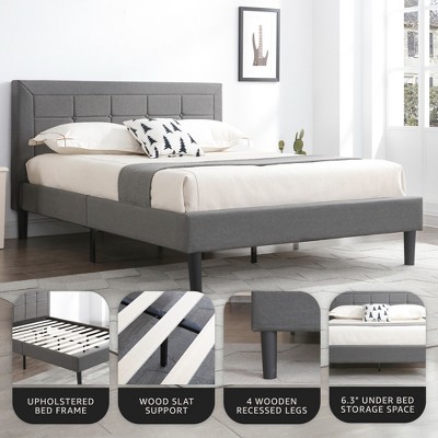 Mornington Queen Size Dark Grey Linen Upholstered Platform Bed Frame with Tufted Headboard