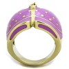 Slickblue Women’s IP Gold Stainless Steel Ring with Amethyst-Colored Epoxy Accent, Glossy Purple Finish, size 5-10 - 3 of 4