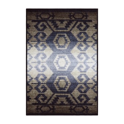 Southwestern Geometric Aztec Non-Slip Indoor Washable Area Rug or Runner by Blue Nile Mills