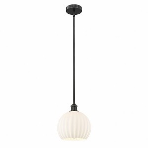 White Venetian - 1 Light Stem Hung Mini Pendant In Modern Style-11.25 Inches Tall and 10 Inches Wide - 1 of 1