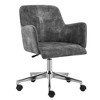 HomeRoots Dark Gray and Silver Velvet and Steel Adjustable Swivel Rolling Conference Office Chair - 4 of 4