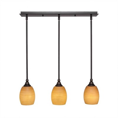 Toltec Lighting Any 3 - Light Chandelier in  Dark Granite with 5" Cayenne Linen Shade