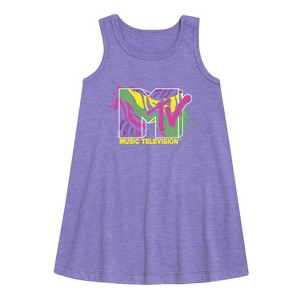 - MTV - Animal Print Splatter Graphic Sleeveless Aline Dress - 1 of 2