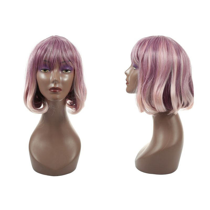 Unique Bargains Curly Women's Wigs 12" Pink with Wig Cap Synthetic Fibre, 5 of 7