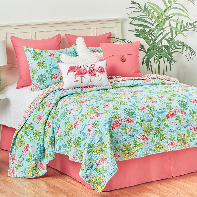 C&F Home Flamingo Garden Tropical Cotton Quilt Set  - Reversible and Machine Washable, 4 of 8