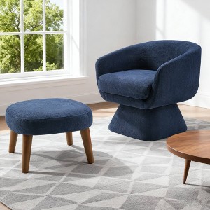 Okak Modern Upholstered Leisure Reading Accent Chair with Ottoman,Soft Padded Lazy Chair Set for Living Room,Bedroom - 1 of 4