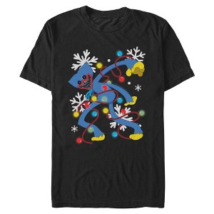 Mens Poppy Playtime Huggy Wuggy Christmas Lights T Shirt - 1 of 4