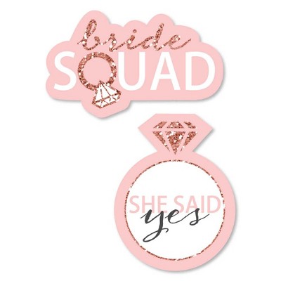 Big Dot of Happiness Bride Squad - DIY Shaped Rose Gold Bridal Shower or Bachelorette Party Cut-Outs - 24 Count